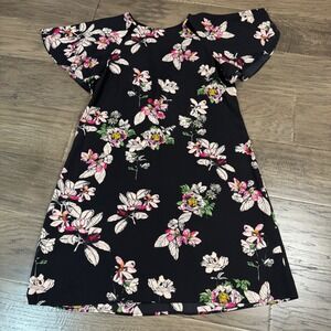 Julian Taylor New York‎ Black Floral Dress Size 12 Career Casual Flutter Sleeve